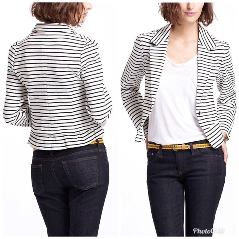 🆕Anthropologie>Cartonnier crop striped knit blazer NWOT